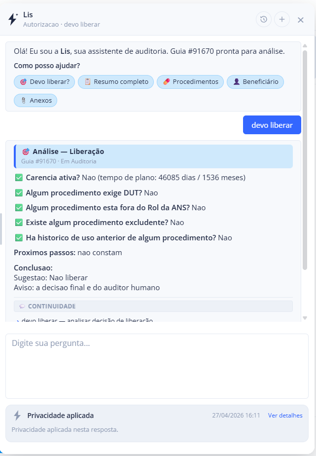 LIS — assistente de auditoria com IA da Synkro